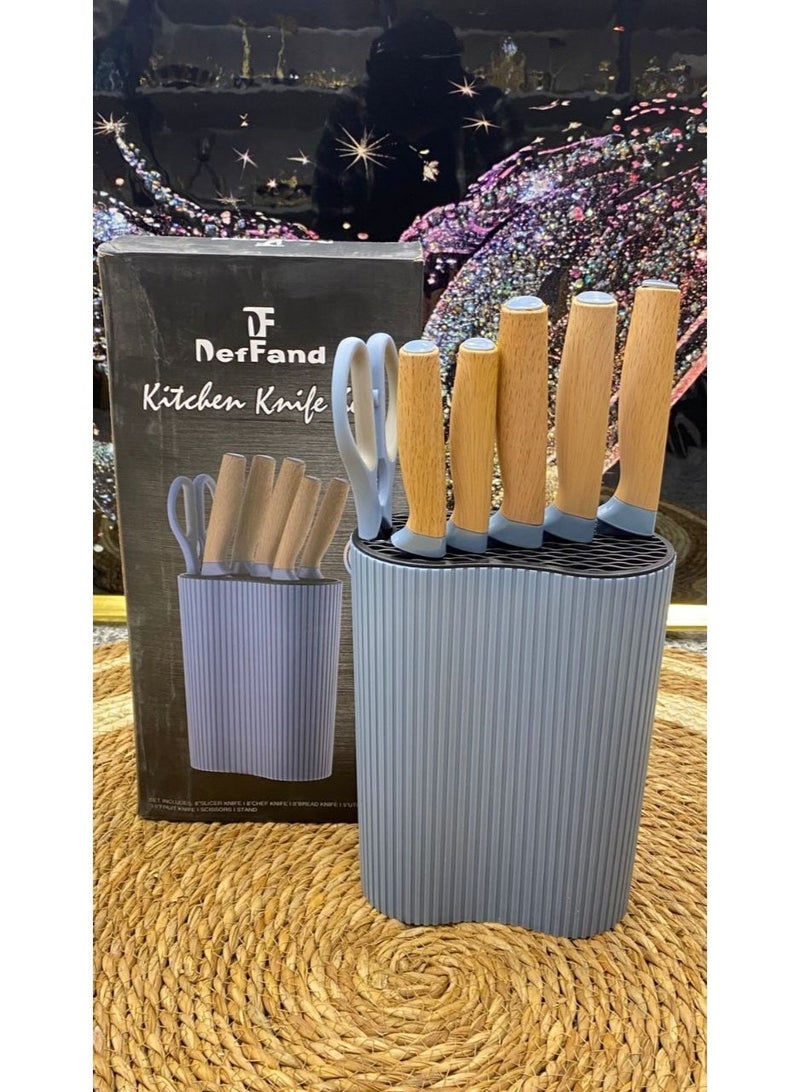 نيرفا طقم سكاكين عصري ٧ في ١ ٥ سكاكين بأحجام مختلفة + مقص + مبراة سكاكين مبراة سكاكين أنيقة للغاية لمطبخك - Image 2